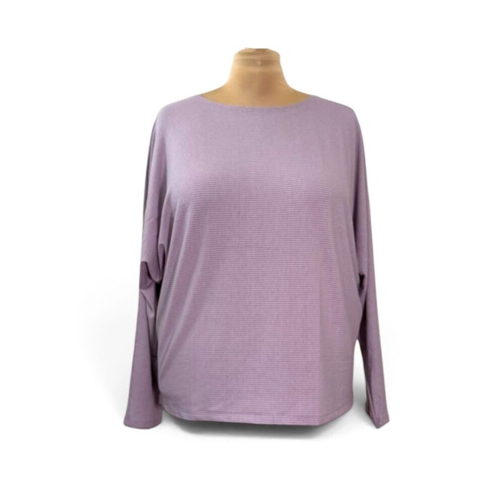 TheMogan Ribbed Knit Dolman Sleeve Lavender Top, Size 3XL